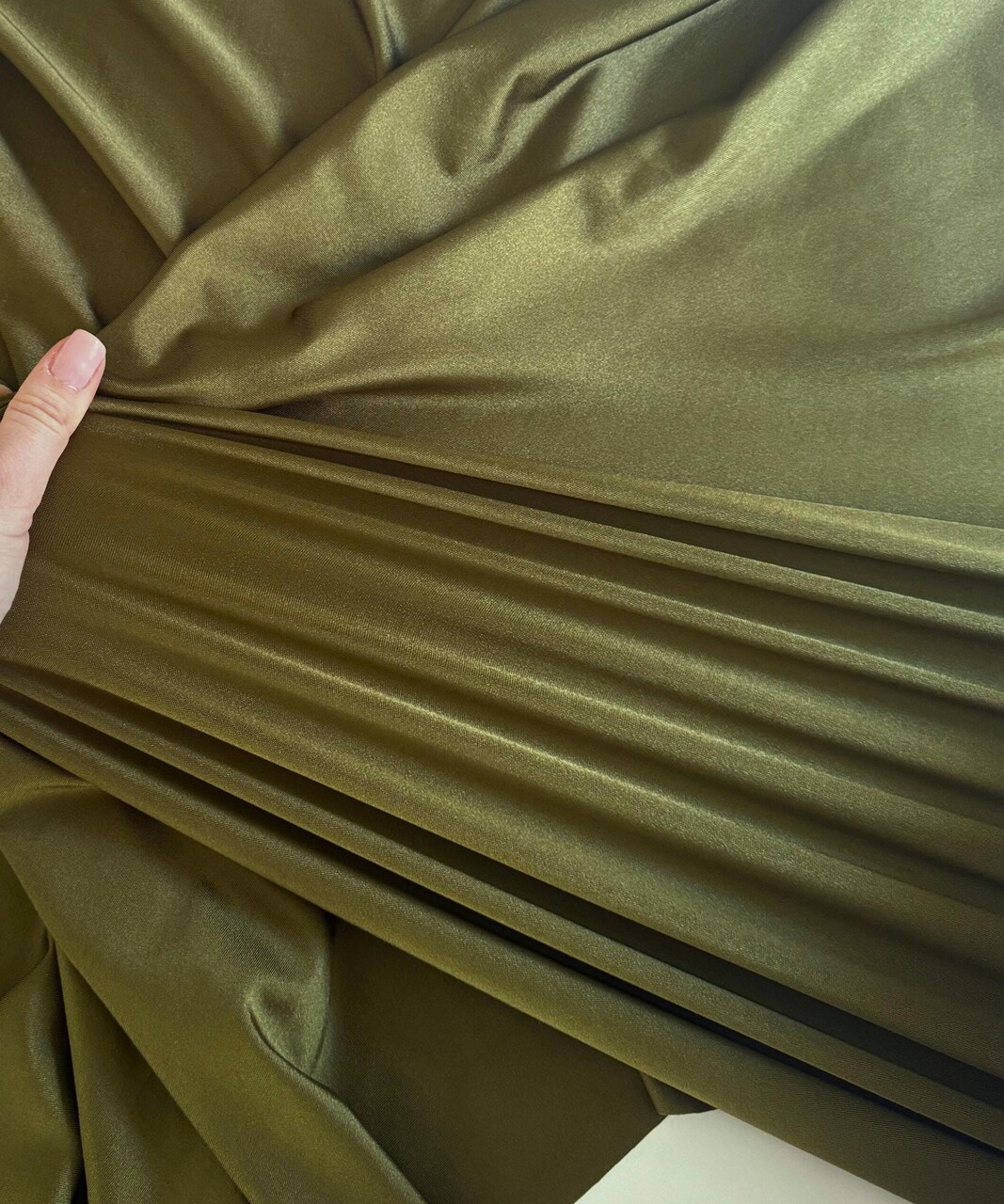 Olive Nylon Spandex Fabric by the Yard, 60" Wide 4-Way Stretch Milliskin Fabric for Activewear, Swimwear, Dancewear
